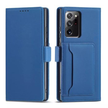 Magnet Card Case etui do Samsung Galaxy S22 Ultra pokrowiec portfel na karty kartę podstawka niebieski - 4kom