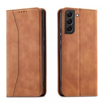 Magnet Fancy Case etui do Samsung Galaxy S22+ (S22 Plus) pokrowiec portfel na karty kartę podstawka brązowy - 4kom