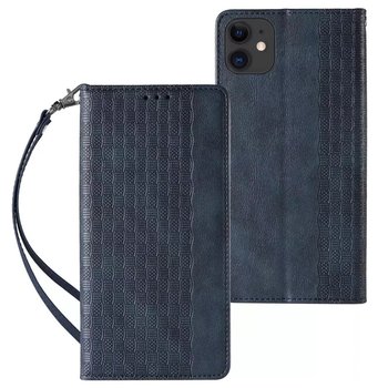 Magnet Strap Case etui do iPhone 13 pokrowiec portfel + mini smycz zawieszka niebieski - 4kom