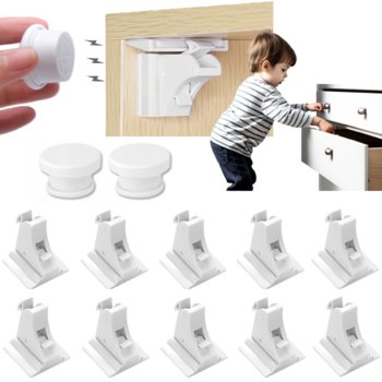 MAGNETYCZNA BLOKADA DO MEBLI SZAFEK SZUFLAD ZABEZPIECZENIE 10 szt. / Uwecan - Inna marka