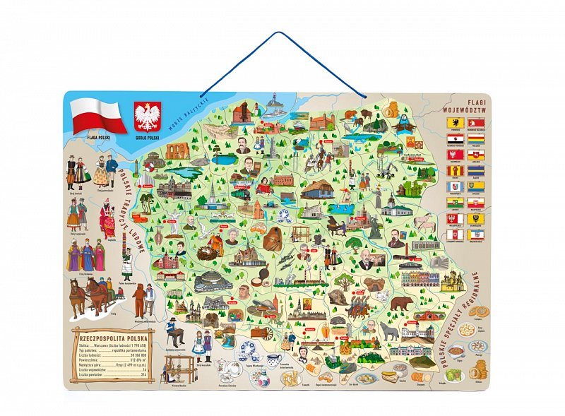Zdjęcia - Puzzle i mozaiki WoodyLand Magnetyczna Mapa Polski, 3 W 1 