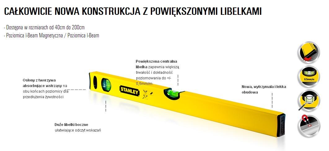 Magnetyczna poziomica STANLEY, 400 mm