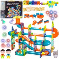 Magnetyczne Klocki Konstrukcyjne Dla Dzieci Świecący Tor Kulkowy Xxl 202El.