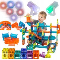 Magnetyczne Klocki Świecące 202 Elementy Tor Dla Kulek Edukacyjny Kulodrom