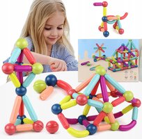 Magnetyczne KLOCKI TĘCZOWE Klocki educational blocks MAGNETIK Sticks 64 pcs