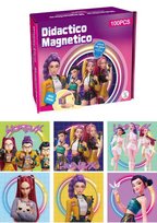 Magnetyczne Puzzle 100el 6 Obrazków | Huntrix K-POP Demon Hunters | Kostki 2×2 cm | Układanka Magnetyczna