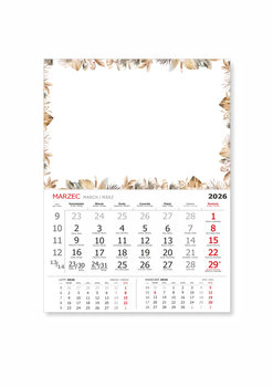 Magnetyczny kalendarz 2026 na lodówkę 29x39 cm – górna tablica suchościeralna z miejscem na notatki i dolne kalendarium roczne, trwały podkład, gruby magnes 0,7mm, doskonały planer rodzinny i biurowy - JUFIMI