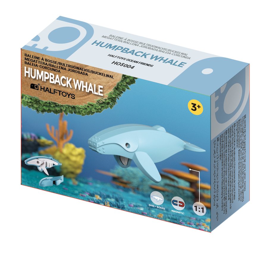 Zdjęcia - Klocki HALFTOYS Magnetyczny Składany Wieloryb Humbak 