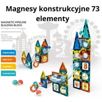 Magnetyczny zestaw klocków z labiryntem 73 elementy, solidne wykonanie, mocne magnesy, łatwa budowa, podstawy techniczne