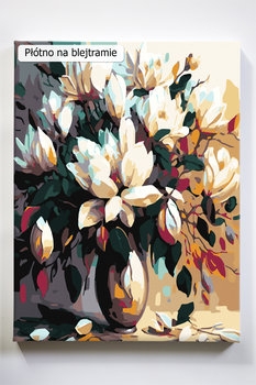 Magnolie w wazonie, kwiaty, wazon, malowanie po numerach - Akrylowo