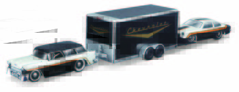 Maisto, model kolekcjonerski 11404 1955 Chevrolet Nomad + Car Trailer + 1971 Chevrolet Vega, 1:64 - Maisto