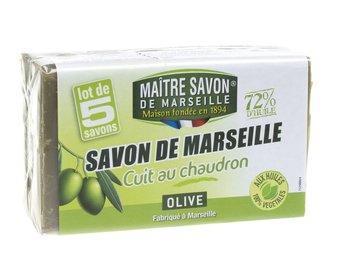 Maitre Savon De Marseille, mydło marsylskie oliwkowe, 5x100 g - Maitre Savon De Marseille