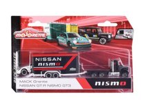 Majorette 2 pojazdy z przyczepą MACK Granite + NISSAN GT-R Nismo GT3