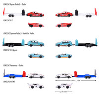 Majorette, pojazd Porsche Taycan Turbo S z przyczepką + Porsche 917