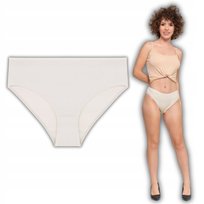 Majtki Damskie Figi Bawełniane Gładkie Komfortowe Wygodne Beżowe Moraj Xl Beige