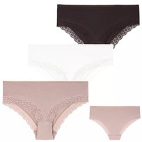 Majtki Damskie Figi Bawełniane Z Koronką Klasyczne Gładkie 3-Szt. Moraj - S