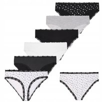 Majtki damskie FIGI bikini koronka wzory czarne szare białe 6-pak L