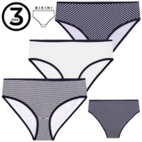 Majtki figi damskie bawełniane w kropki i paski 3-pak XL