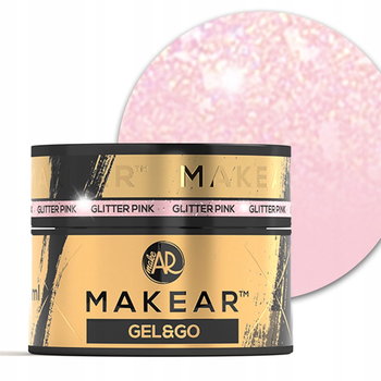 Makear Gel&Go, Budujący żel do paznokci, GG22 Glitter Pink, 50ml - MAKEAR