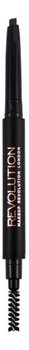 Makeup Revolution, Duo Brow Definer, kredka do brwi + szczoteczka 01 Dark Brown , 1 szt. - Makeup Revolution