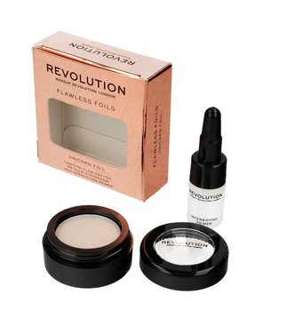 Makeup Revolution, Flawless Foils, metaliczny cień do powiek + baza Unicorn Foil - Makeup Revolution
