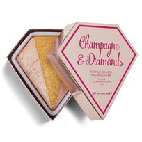 Makeup Revolution, I Heart Revolution, Triple Baked Highlighter, potrójny rozświetlacz Champagne & Diamonds, 10 g
