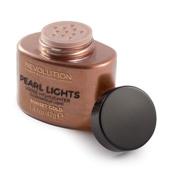 Makeup Revolution, Pearl Lights Loose Highlighter, puder sypki rozświetlający Sunset Gold, 25 g - Makeup Revolution