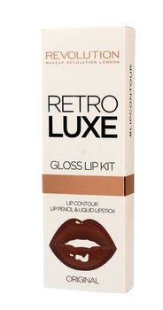 Makeup Revolution, Retro Luxe Gloss Lip Kit, konturówka + błyszczyk Original, 1 g + 5,5 ml  - Makeup Revolution