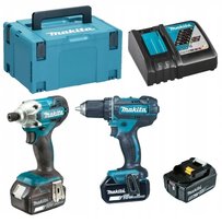 MAKITA zestaw wiertarka-wkrętarka/zakrętarka 18V DLX2339JX1/ DTD156+DDF482