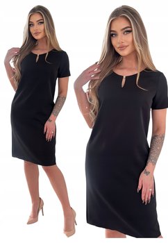 Mała Czarna Klasyczna Wizytowa Elegancka Sukienka Prosta Midi Glamour 38 - Inna marka