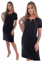 Mała Czarna Klasyczna Wizytowa Elegancka Sukienka Prosta Midi Glamour 48