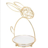 Mała patera ceramiczna z metalowym zajączkiem wielkanocna na jajka