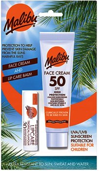 Malibu Krem Do Twarzy SPF50 + Pomadka SPF30 Zestaw - Malibu