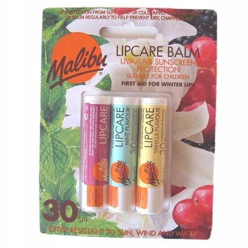 Malibu Lip Care Balm UVAUVB Pomadka Zestaw SPF30 Sklep