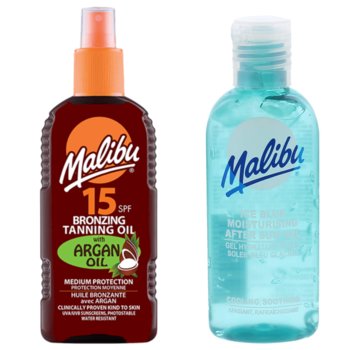 Malibu Olejek Brązujący SPF15 200ml + Żel Po Opalaniu 100ml - Malibu