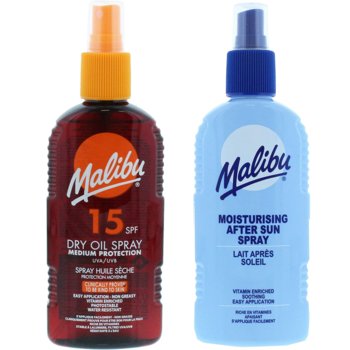 Malibu SPF15 Olejek Brązujący 200ml + Balsam W Sprayu Po Opalaniu 200ml - Malibu