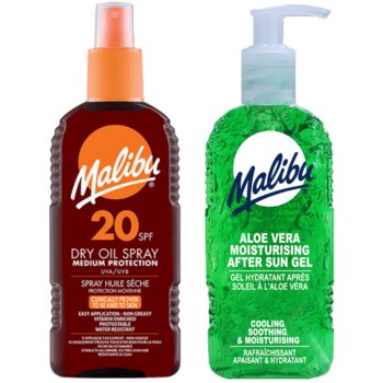 Malibu SPF20 Olejek Brązujący 200ml + Aloe Żel Po Opalaniu 200ml - Malibu