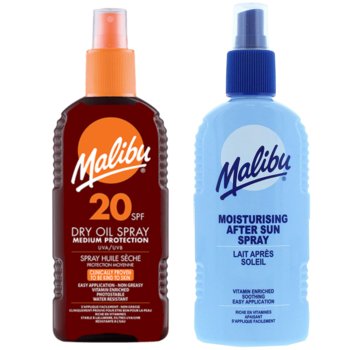 Malibu SPF20 Olejek Brązujący 200ml + Balsam W Sprayu Po Opalaniu 200ml - Malibu