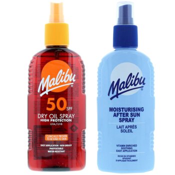 Malibu SPF50 Olejek Brązujący 200ml + Balsam W Sprayu Po Opalaniu 200ml - Malibu
