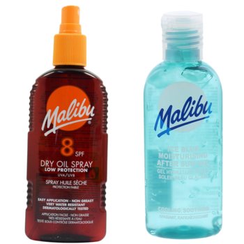 Malibu SPF8 Olejek Brązujący 200ml + Żel Po Opalaniu 100ml - Malibu
