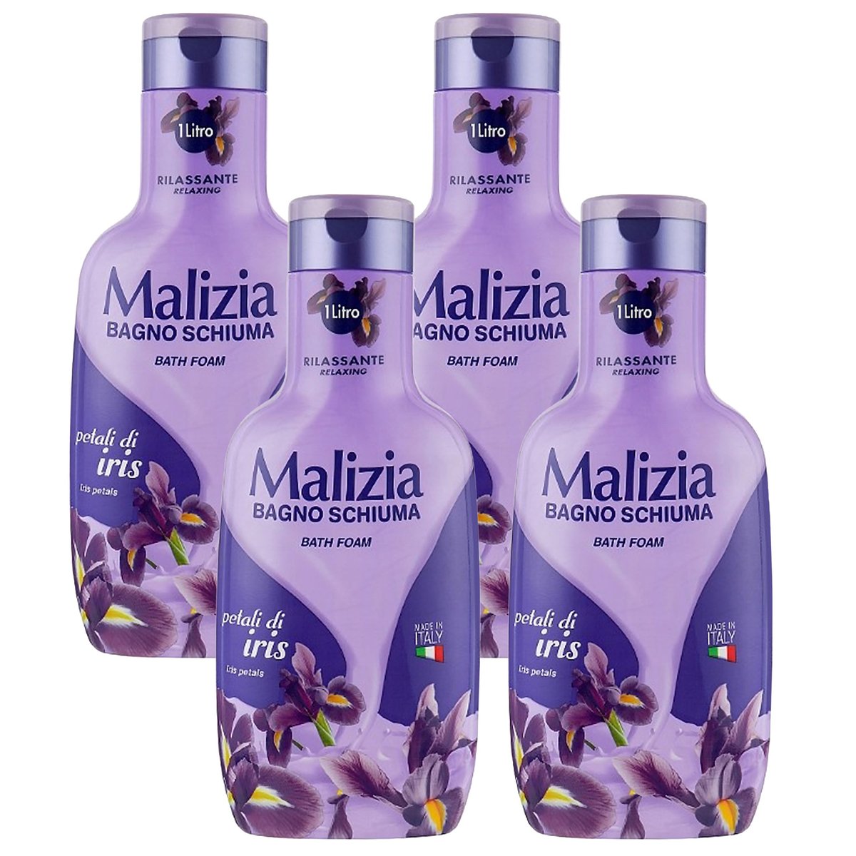 Malizia, Relaksujący płyn do kąpieli, Płatki irysa, 4x1l | Sklep EMPIK.COM