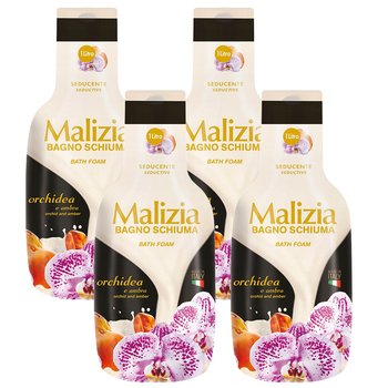 Malizia, Uwodzicielski płyn do kąpieli, Bursztyn i orchidea, 4x1l - Malizia