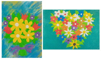 Malowanie Piaskiem Piaskowe Obrazki - 2 Kolorowanki Zabawki Kreatywne Dla Chłopców I Dziewczynek - 15 - Kwiaty - Piaskowe Obrazki