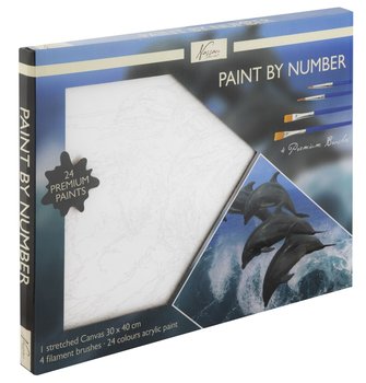 Malowanie po numerach 30x40cm Delfin - 24 farby/4 pędzle - Grafix