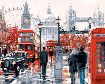Malowanie po numerach, 40x50 cm - Deszcz w Londynie - Varmacon
