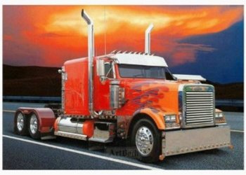 Malowanie po numerach 40x50cm Ciężarówka czerwona solo nowoczesna, zachód słońca - Norimpex