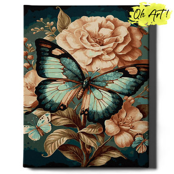 Malowanie Po Numerach 40x50cm Motyl na kwiatu - Obraz do Malowania po numerach z Rama - Oh Art! - Oh Art!
