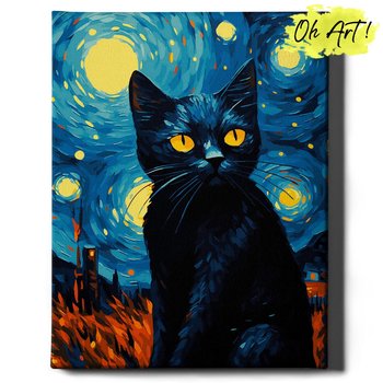 Malowanie Po Numerach 40x50cm Nocny kot – Kreatywne Obrazy do Malowania po numerach z Rama Zwierzęta – Oh Art! - Oh Art!
