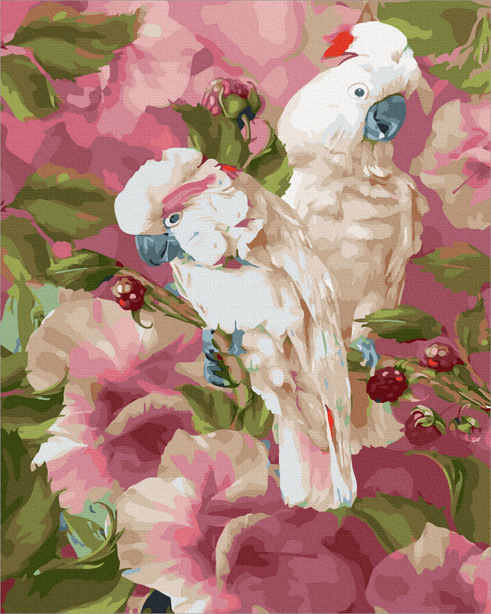 Zdjęcia - Rysowanie Hobby Malowanie po numerach 40x50cm Papugi na kwitnącej gałęzi / Twoje 
