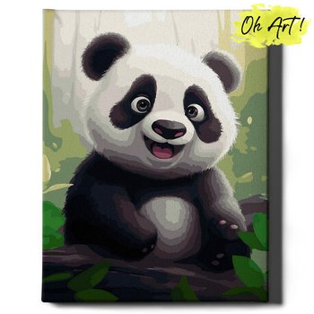 Malowanie Po Numerach 40x50cm Wesoła panda – Kreatywne Obrazy do Malowania po numerach z Rama dla dzieci – Oh Art! - Oh Art!